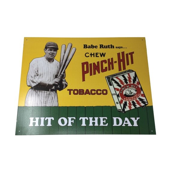 Babe Ruth Says... Chew Pinch-Hit Hit of The Day Vintage 1991 Metal Sign 16x12.5 - Picture 1 of 6